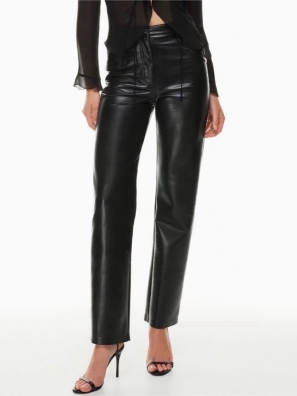 Aritzia Melina Black Faux Leather Straight-Leg Pants